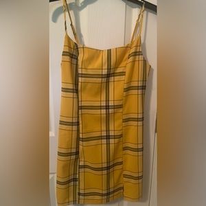 Cotton sundress. Yellow with large plaid print.
